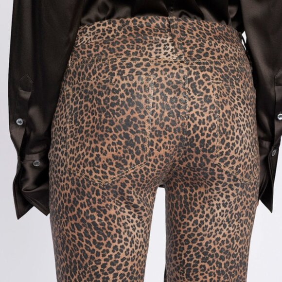 FRAME Le Crop Mini Boot Coated Jeans Leopard Size 23 NEW NWT - Picture 2 of 10